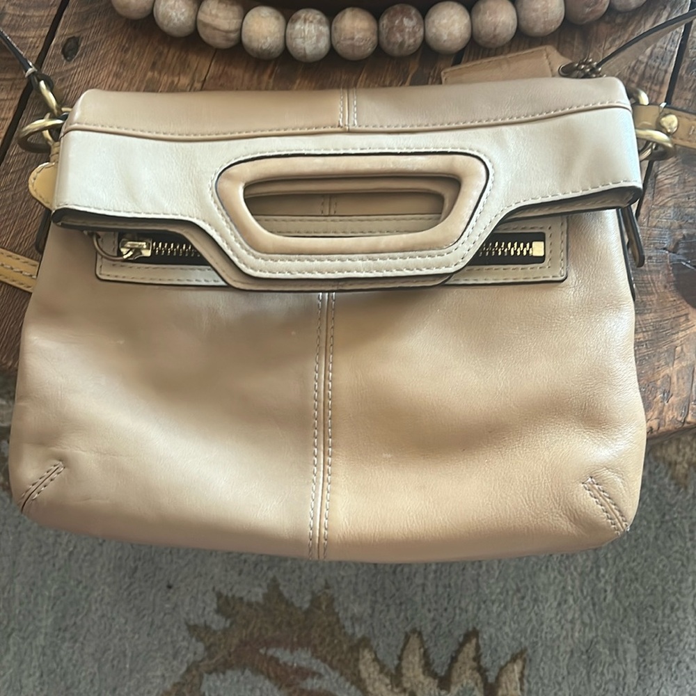 Vintage Coach F13388 Bonnie Leather Foldover Crossbody Camel/Sand Purse